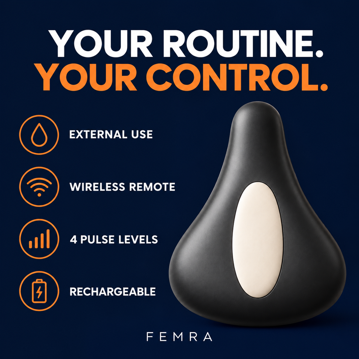 Four pulse levels, wireless remote, external use and rechargeability